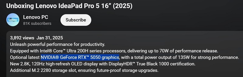 IdeaPad Pro 5 Notebook mit RTX 5050 IdeaPad Pro 5 Notebook mit RTX 5050