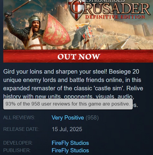 Grafik der aktuellen Version von Stronghold: Crusader Grafik der aktuellen Version von Stronghold: Crusader