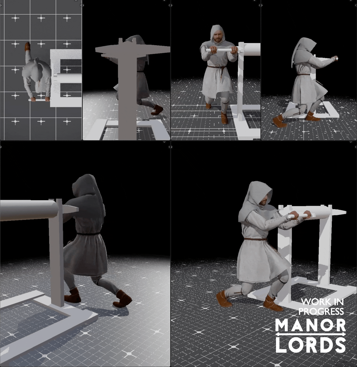 Animation der Arbeit der Bergleute in Manor Lords