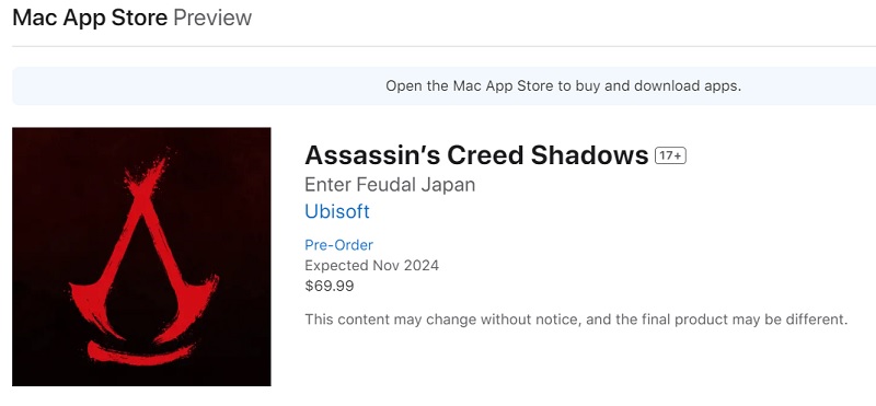 Gute Nachrichten für Mac-Benutzer: Assassin's Creed Shadows wird für Apple-Computer zur gleichen Zeit wie für andere Plattformen erscheinen-2 Gute Nachrichten für Mac-Benutzer: Assassin's Creed Shadows wird für Apple-Computer zur gleichen Zeit wie für andere Plattformen erscheinen-2