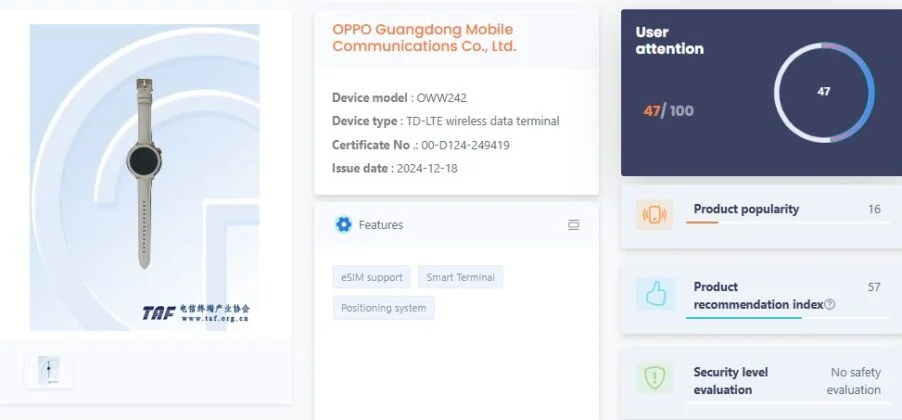 OPPO Watch X2 TENAA-Zertifizierung OPPO Watch X2 TENAA-Zertifizierung