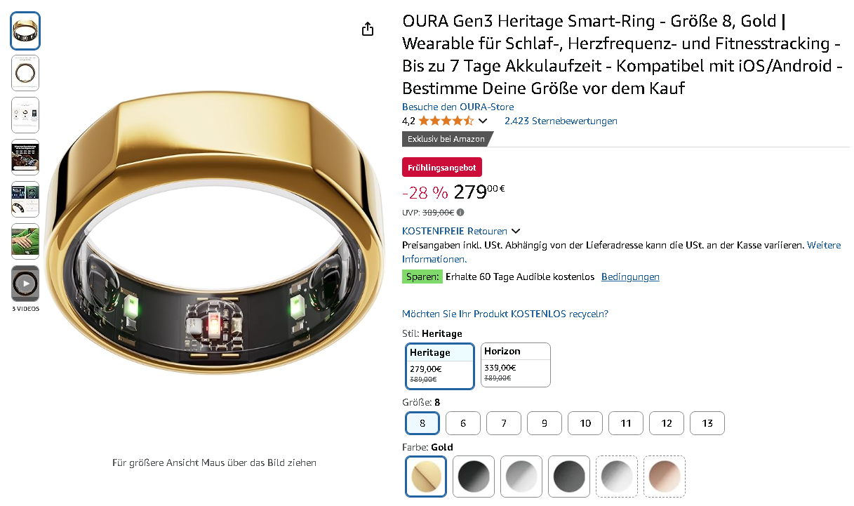 OURA Gen3 Heritage Smart-Ring Screenshot