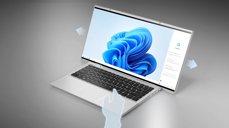Compal-Notebook mit einziehbarem Bildschirm in Aktion Compal-Notebook mit einziehbarem Bildschirm in Aktion