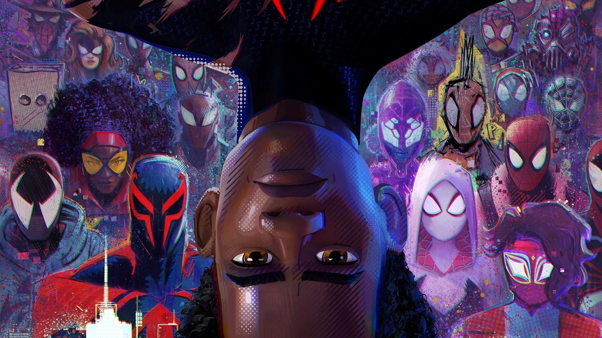 Das Poster zum Animationsfilm "Spider-Man: Into the Spider-Verse 2" zeigt Miles Morales und Dutzende verschiedener Spinnen Das Poster zum Animationsfilm "Spider-Man: Into the Spider-Verse 2" zeigt Miles Morales und Dutzende verschiedener Spinnen