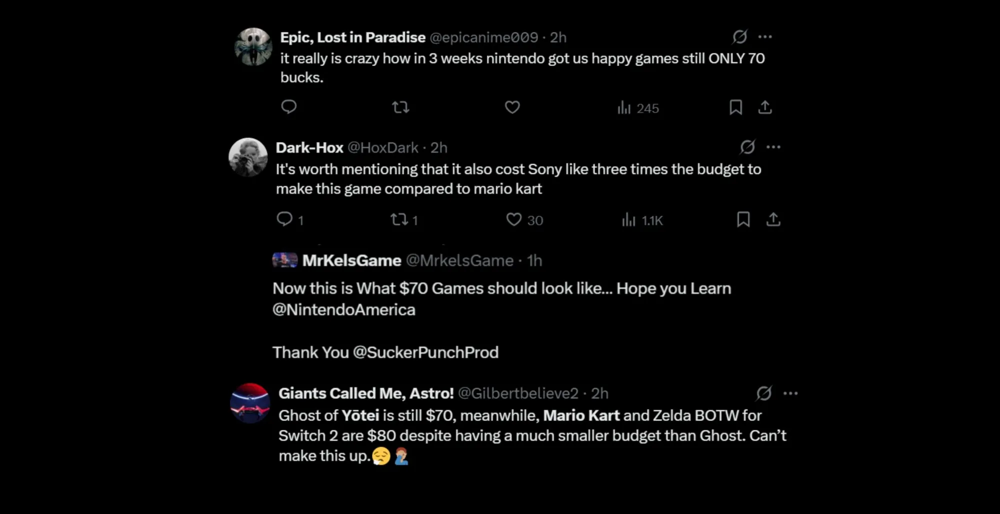 Die Reaktion der Spieler. Illustration: Twitter Reaktion der Spieler auf den Preis von Ghost of Yōtei
