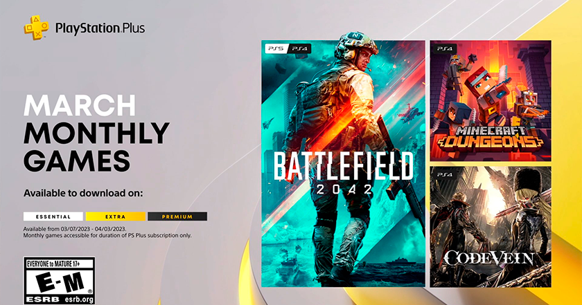 Battlefield 2042, Minecraft Dungeons und Code Vein: Spiele, die PlayStation Plus-Abonnenten im März erhalten werden Battlefield 2042, Minecraft Dungeons und Code Vein: Spiele, die PlayStation Plus-Abonnenten im März erhalten werden