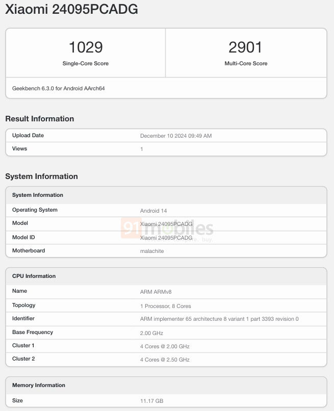 POCO X7 im Test bei Geekbench