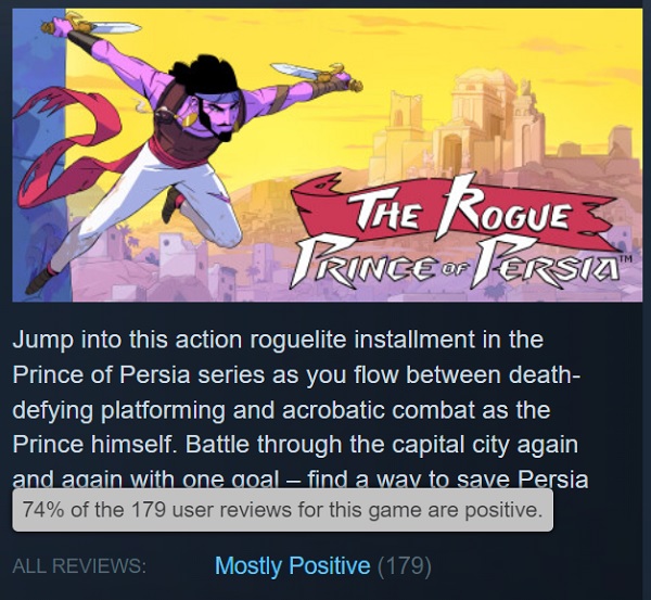 Nicht schlecht, aber auch nicht gut: Die Spieler haben kein Interesse an The Rogue Prince of Persia gezeigt, obwohl das Spiel gute Bewertungen erhält-3 Nicht schlecht, aber auch nicht gut: Die Spieler haben kein Interesse an The Rogue Prince of Persia gezeigt, obwohl das Spiel gute Bewertungen erhält-3