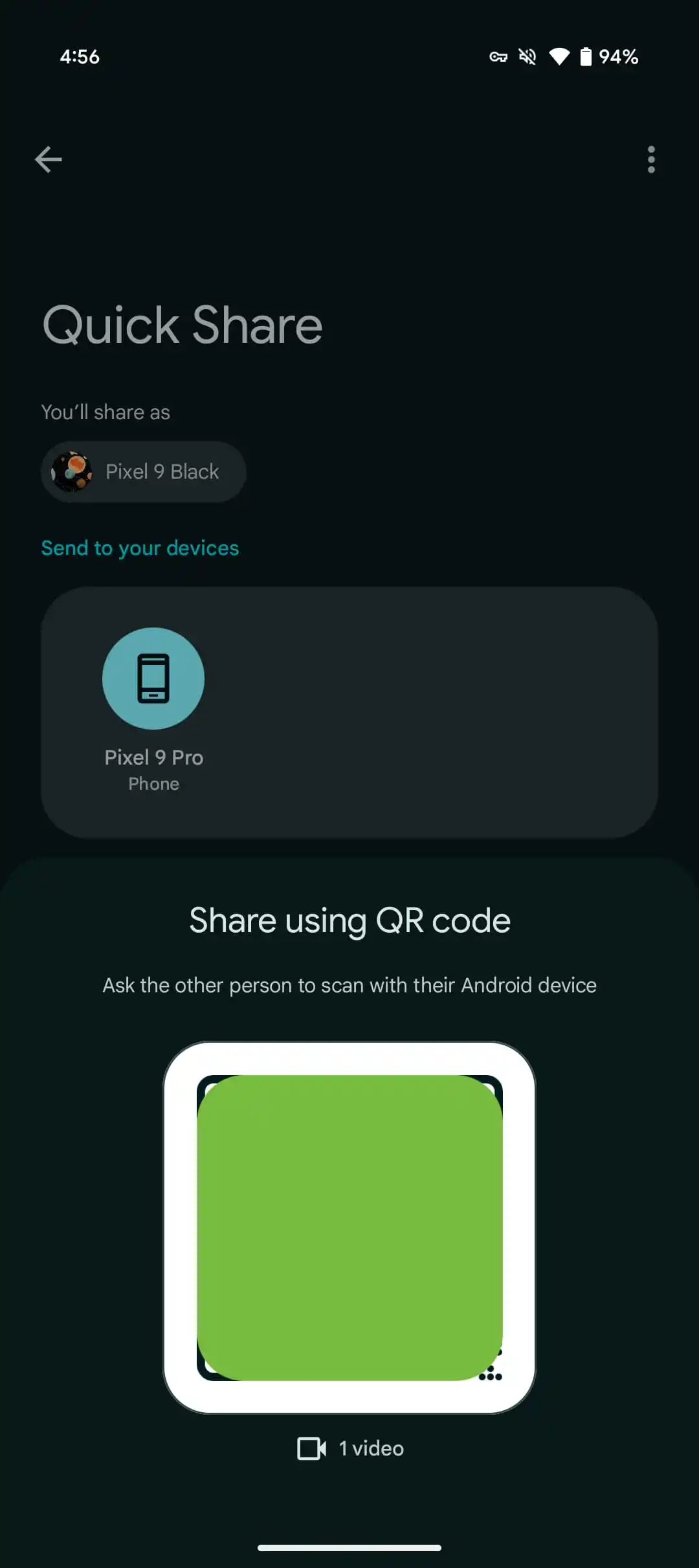 QR-Code für die Freigabe von Dateien in Quick Share QR-Code für die Freigabe von Dateien in Quick Share