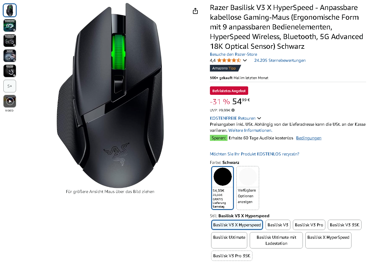 Razer Basilisk V3 X HyperSpeed Screenshot der Razer Basilisk V3 X HyperSpeed