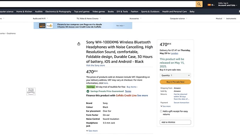 Screenshot von Amazon