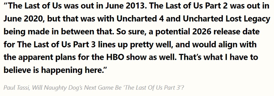 Medien: The Last of Us Part III befindet sich bereits in Entwicklung "mit Blick auf PlayStation 6" und wird 2026 erscheinen-3 Medien: The Last of Us Part III befindet sich bereits in Entwicklung "mit Blick auf PlayStation 6" und wird 2026 erscheinen-3