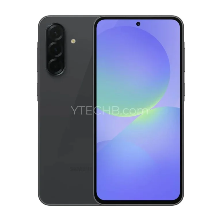 Rendering des Samsung Galaxy A36 in schwarzer Farbe Rendering des Samsung Galaxy A36 in schwarzer Farbe