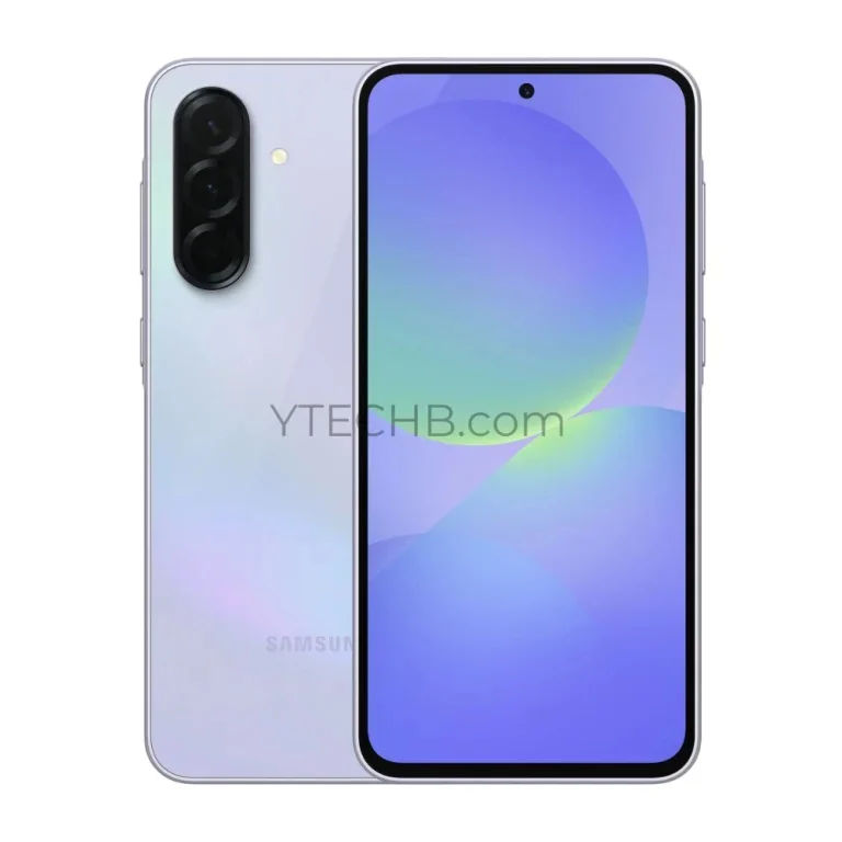 Render des Samsung Galaxy A36 in bläulich-rosa Farbgebung Render des Samsung Galaxy A36 in bläulich-rosa Farbgebung