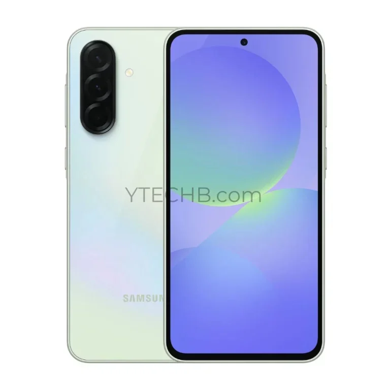Rendering des Samsung Galaxy A36 in grüner Farbe Rendering des Samsung Galaxy A36 in grüner Farbe