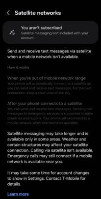 Satellitentextnachrichten auf dem Galaxy S24 Ultra einrichten