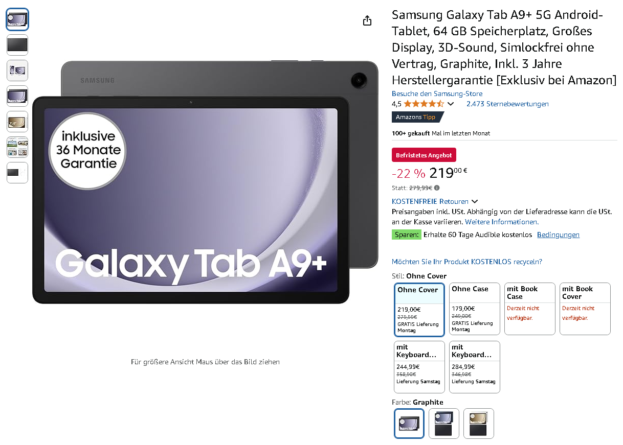Screenshot der Samsung Galaxy Tab A9+ Screenshot der Samsung Galaxy Tab A9+