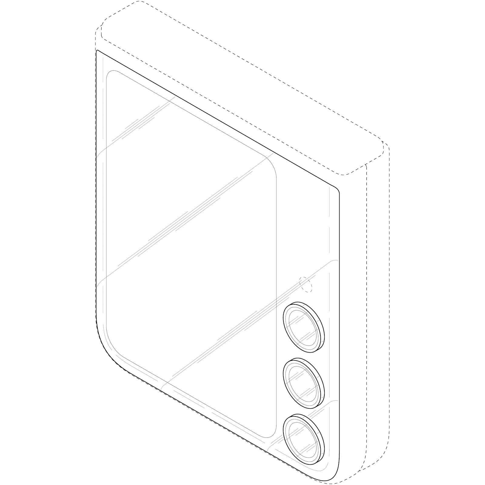 Samsung Galaxy Z Flip 7 Design, 3D-Ansicht von der Teleobjektivkamera Samsung Galaxy Z Flip 7 Design, 3D-Ansicht von der Teleobjektivkamera
