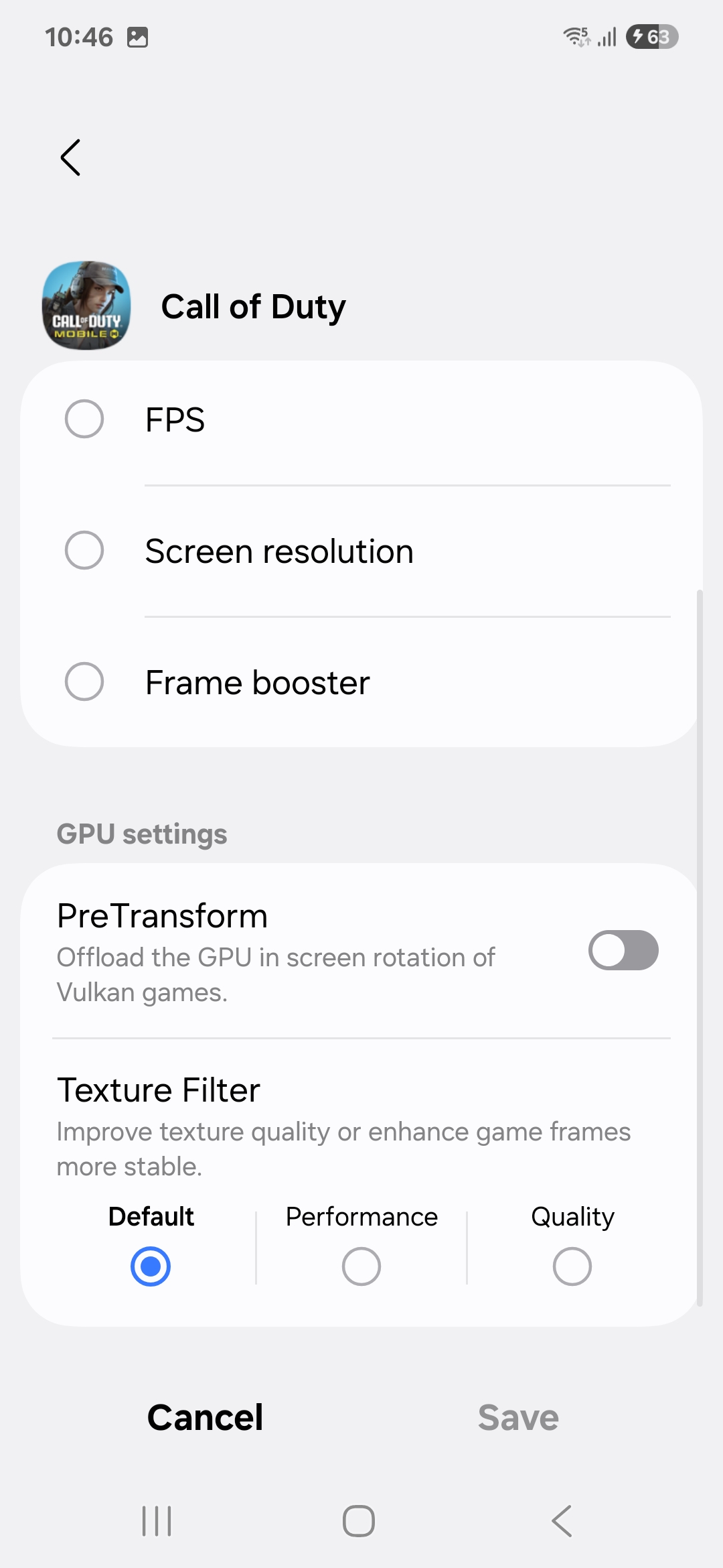 Texturfilter in Game Booster Texturfilter in Game Booster