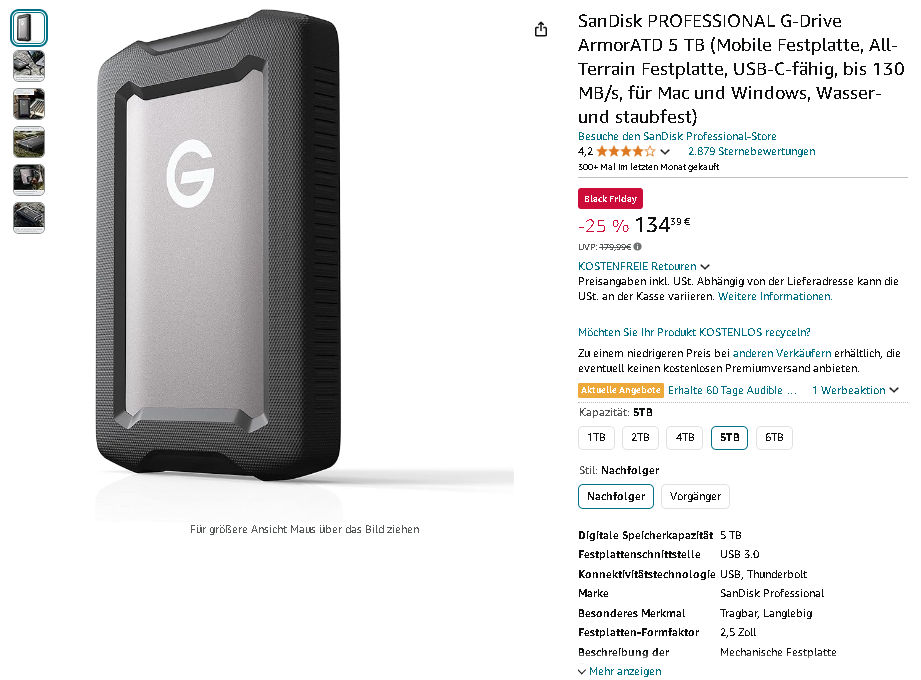 SanDisk G-Drive ArmorATD Screenshot der SanDisk G-Drive ArmorATD