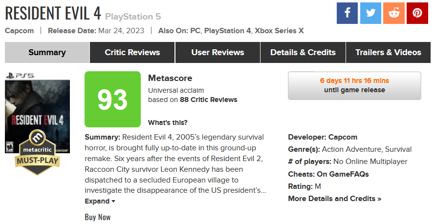 Die perfekte Neuinterpretation des Kult-Horrors: Kritiker haben die ersten Kritiken zum Remake von Resident Evil 4 veröffentlicht. Das Spiel hat 93 Punkte von 100 auf Metacritic-2
