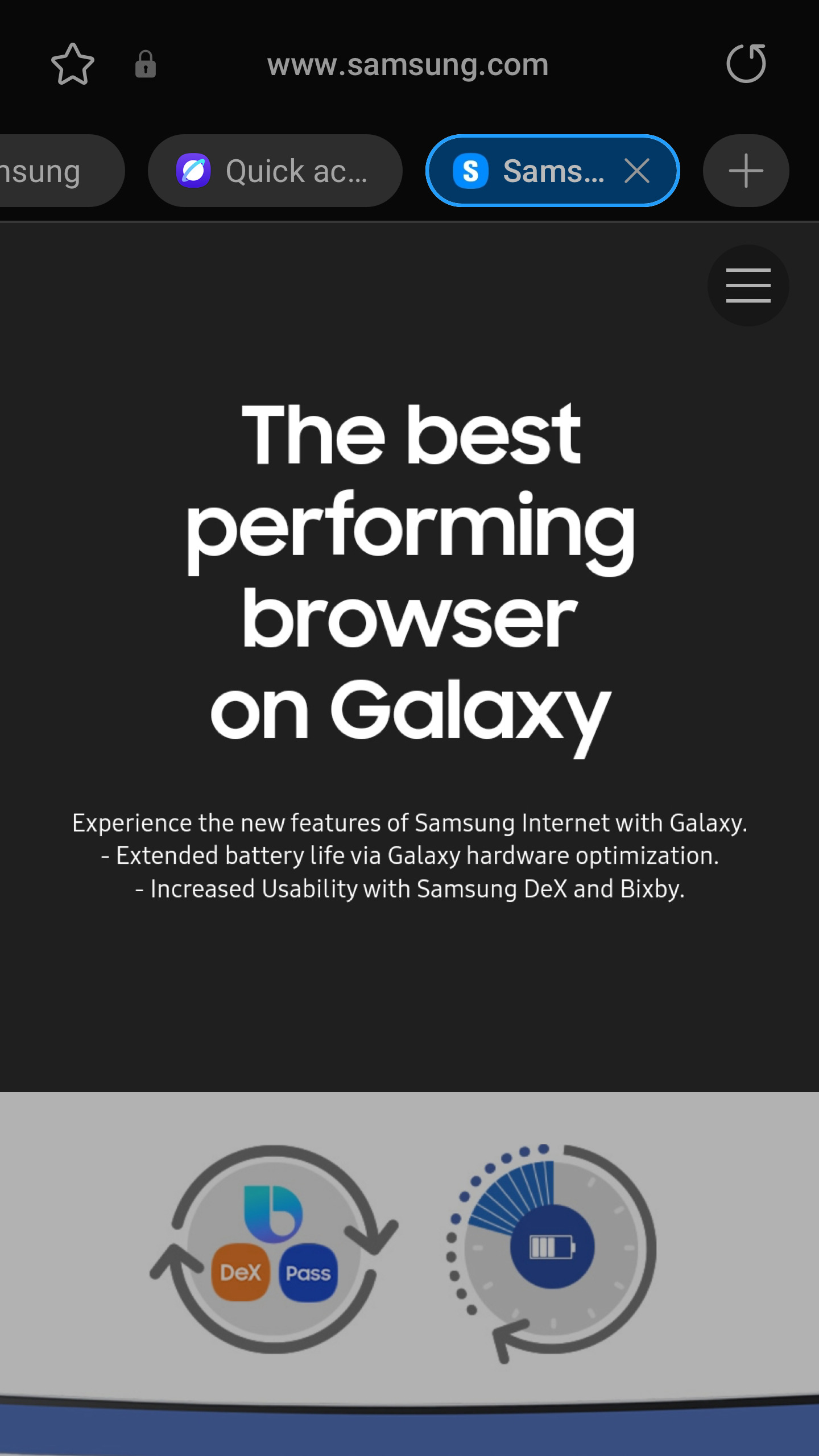 Screenshot des Samsung Browsers für Galaxy Fold 7 (1) Screenshot des Samsung Browsers für Galaxy Fold 7 (1)