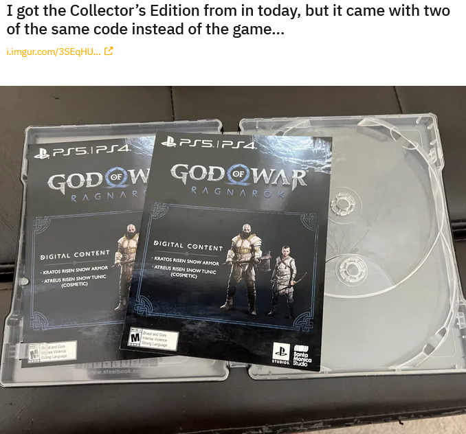 Das Spiel war nicht im Lieferumfang enthalten: Sony hat vergessen, den Aktivierungscode für God of War Ragnarok in die Collector's Edition aufzunehmen-2 Das Spiel war nicht im Lieferumfang enthalten: Sony hat vergessen, den Aktivierungscode für God of War Ragnarok in die Collector's Edition aufzunehmen-2