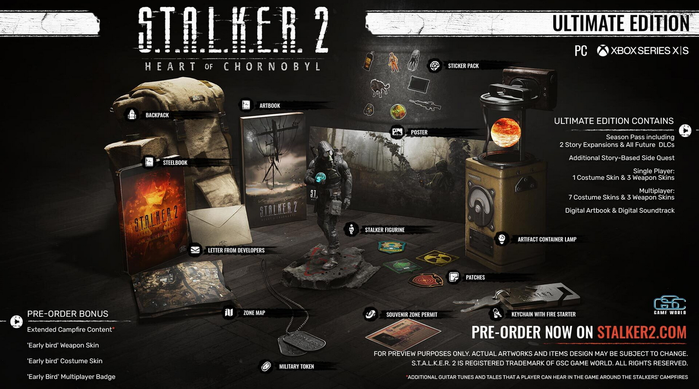 Der Preis der S.T.A.L.K.E.R. 2: Heart of Chornobyl Collector's Edition wird um 40 Dollar erhöht: von 340 auf 380 Dollar.-2 Der Preis der S.T.A.L.K.E.R. 2: Heart of Chornobyl Collector's Edition wird um 40 Dollar erhöht: von 340 auf 380 Dollar.-2