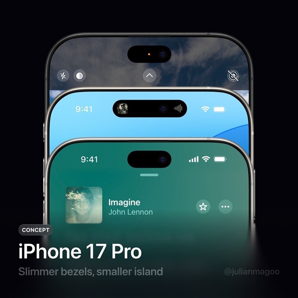 Dynamische Insel Ein Konzeptbild der neuen Dynamic Island im iPhone 17 Pro