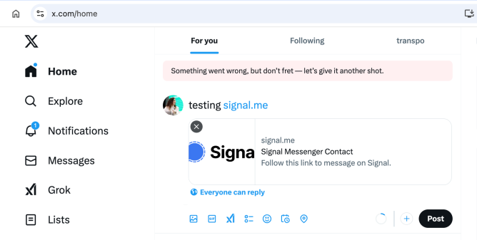 X blockiert Links zu Signal