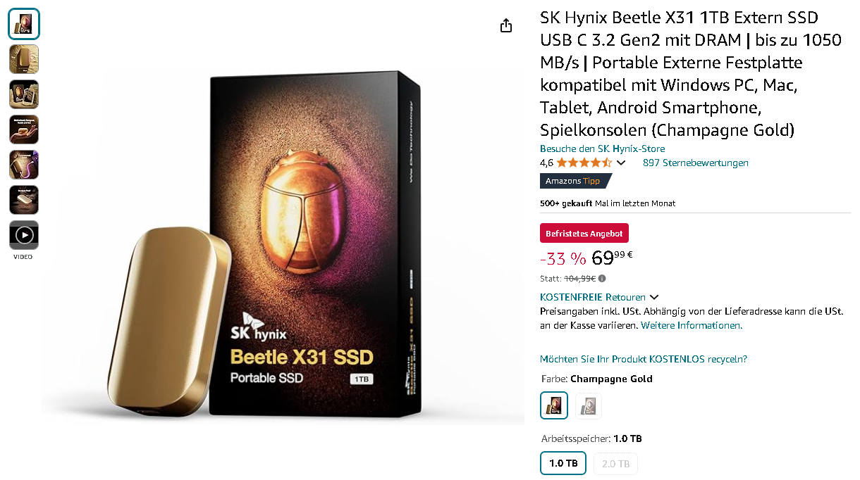 SK Hynix Beetle X31 Screenshot der SK Hynix Beetle X31