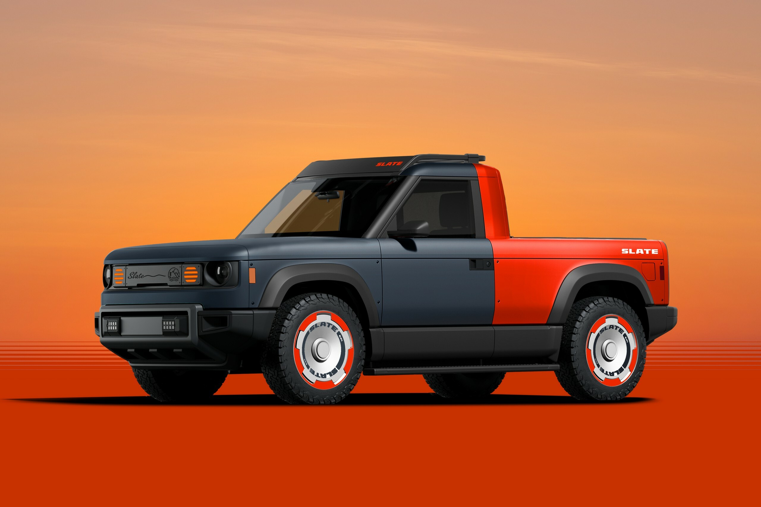 Schiefer-Elektro-Pickup mit Rückblickfunktion Schiefer-Elektro-Pickup mit Rückblickfunktion