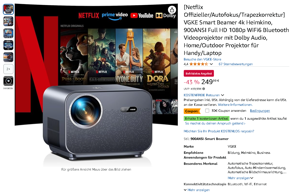 Screenshot der VGKE Smart Beamer