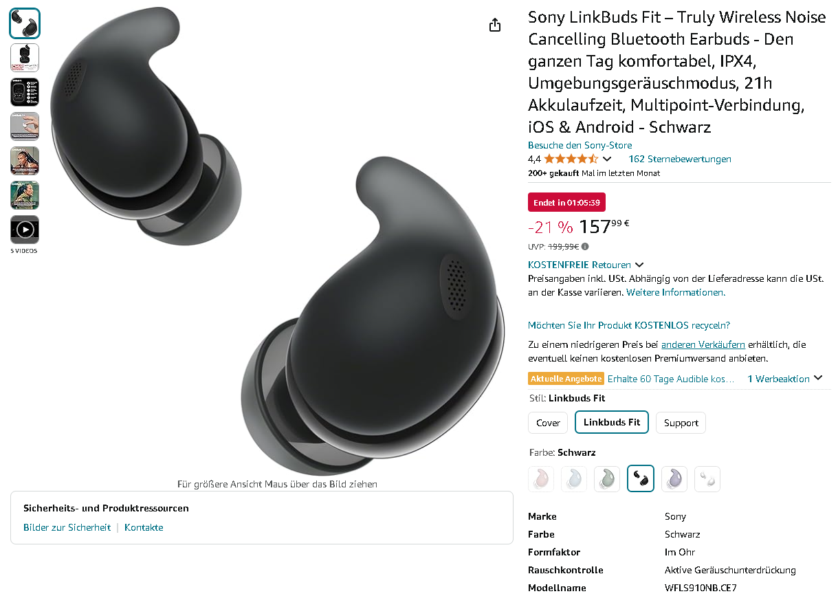 Sony Kopfhörer Sony LinkBuds Fit