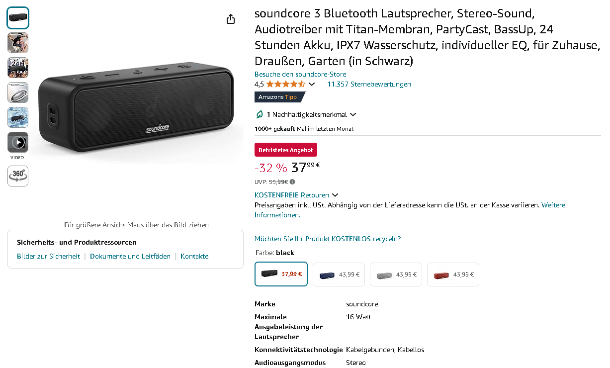 Soundcore 3 Lautsprecher Soundcore 3 Lautsprecher Bild
