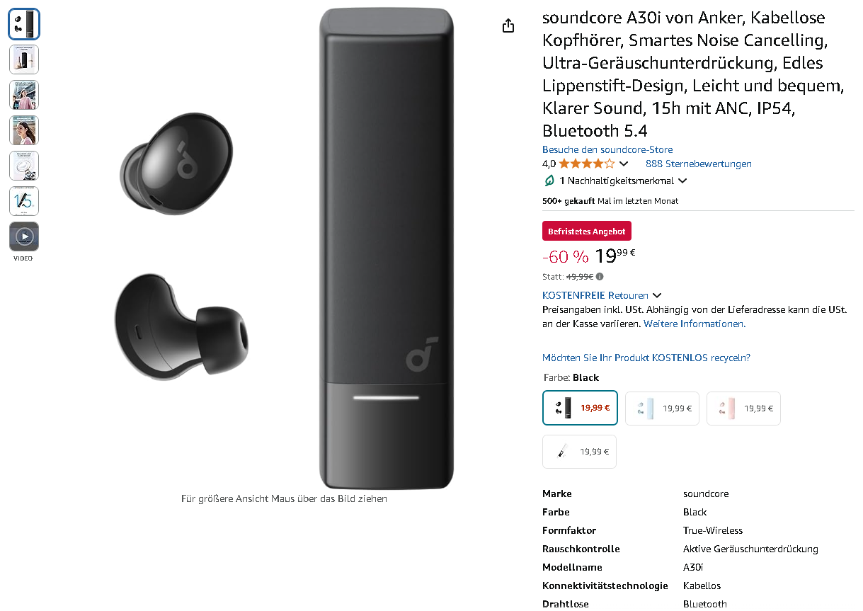 Screenshot der Soundcore A30i Screenshot der Soundcore A30i