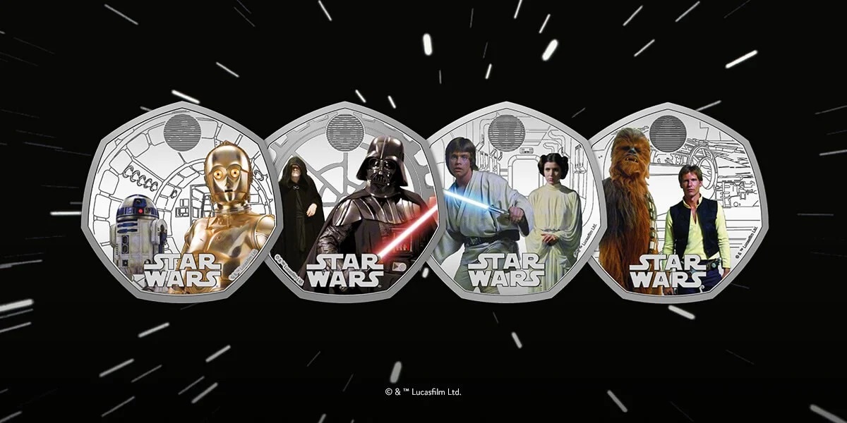 Ein königliches Geschenk für Star-Wars-Fans: Die britische Münzprägeanstalt hat eine Münzsammlung mit Figuren aus der kultigen Filmsaga herausgegeben