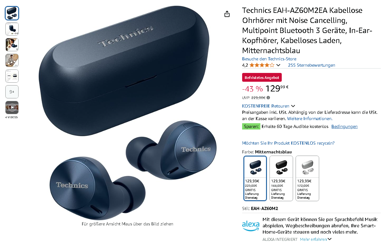 Technics EAH-AZ60M2EA Logo Screenshot der Technics EAH-AZ60M2EA