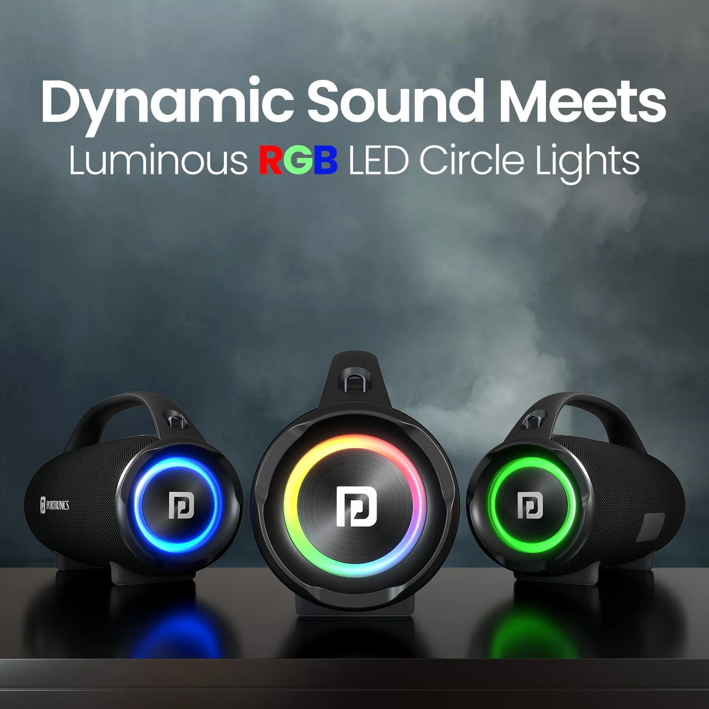 Thunder 2.0 Tragbarer Lautsprecher mit RGB-Licht für Partys Thunder 2.0 Tragbarer Lautsprecher mit RGB-Licht für Partys