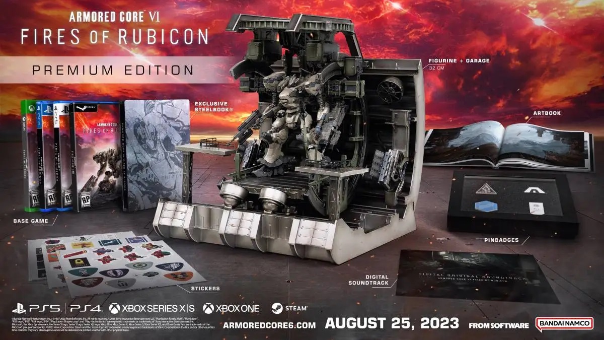 Die Collector's Edition von Armored Core VI: Fires of Rubicon ist jetzt erhältlich. Sie enthält einen detaillierten Mech, ein detailliertes Artbook und jede Menge Goodies Die Collector's Edition von Armored Core VI: Fires of Rubicon ist jetzt erhältlich. Sie enthält einen detaillierten Mech, ein detailliertes Artbook und jede Menge Goodies