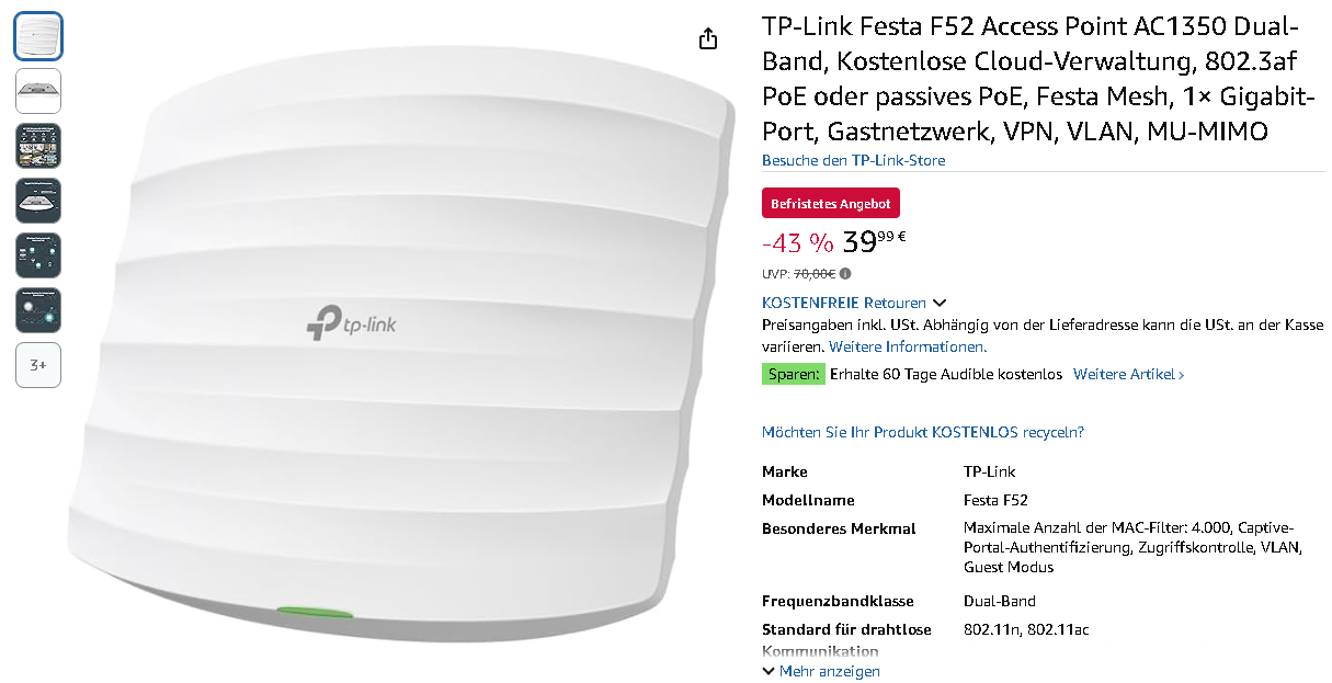 Screenshot der TP-Link Festa F52
