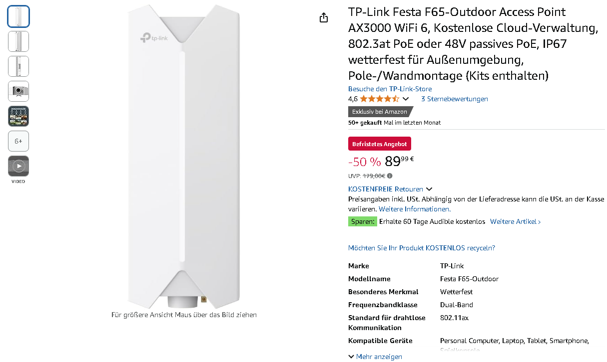 TP-Link Festa F65-Outdoor Access Point Screenshot