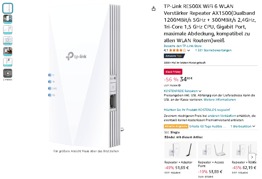 TP-Link RE500X WLAN Repeater Screenshot TP-Link RE500X WLAN Repeater