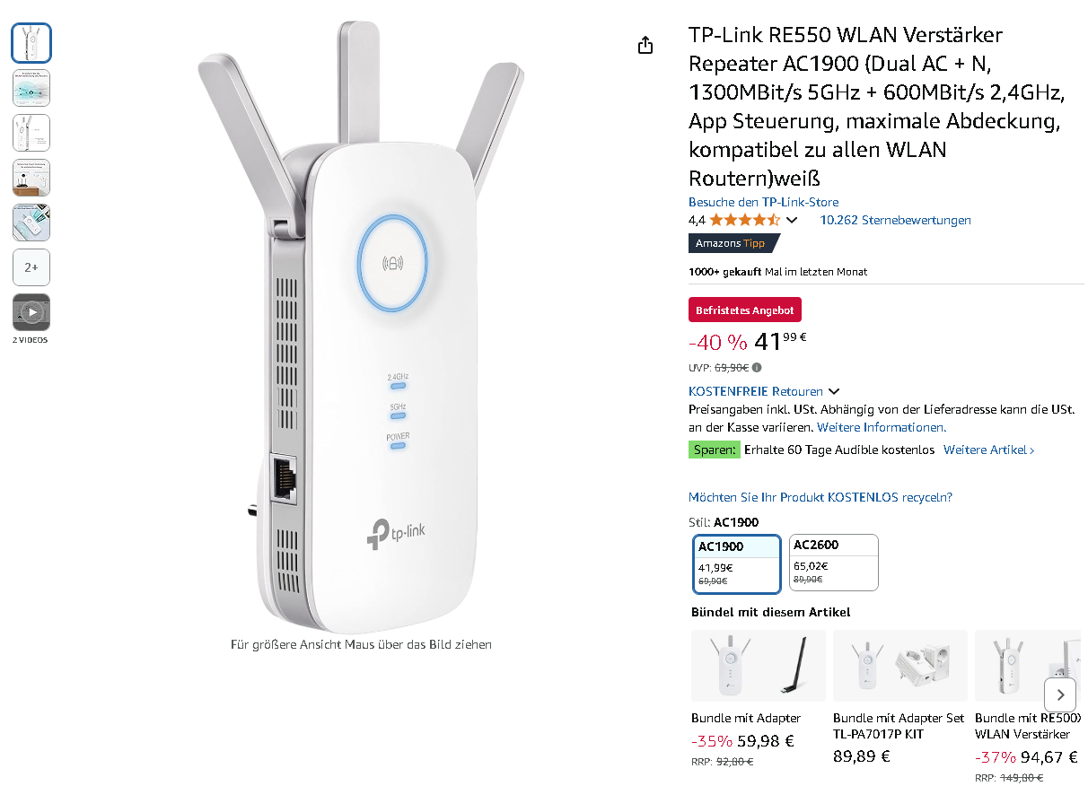 TP-Link RE550 WLAN Repeater