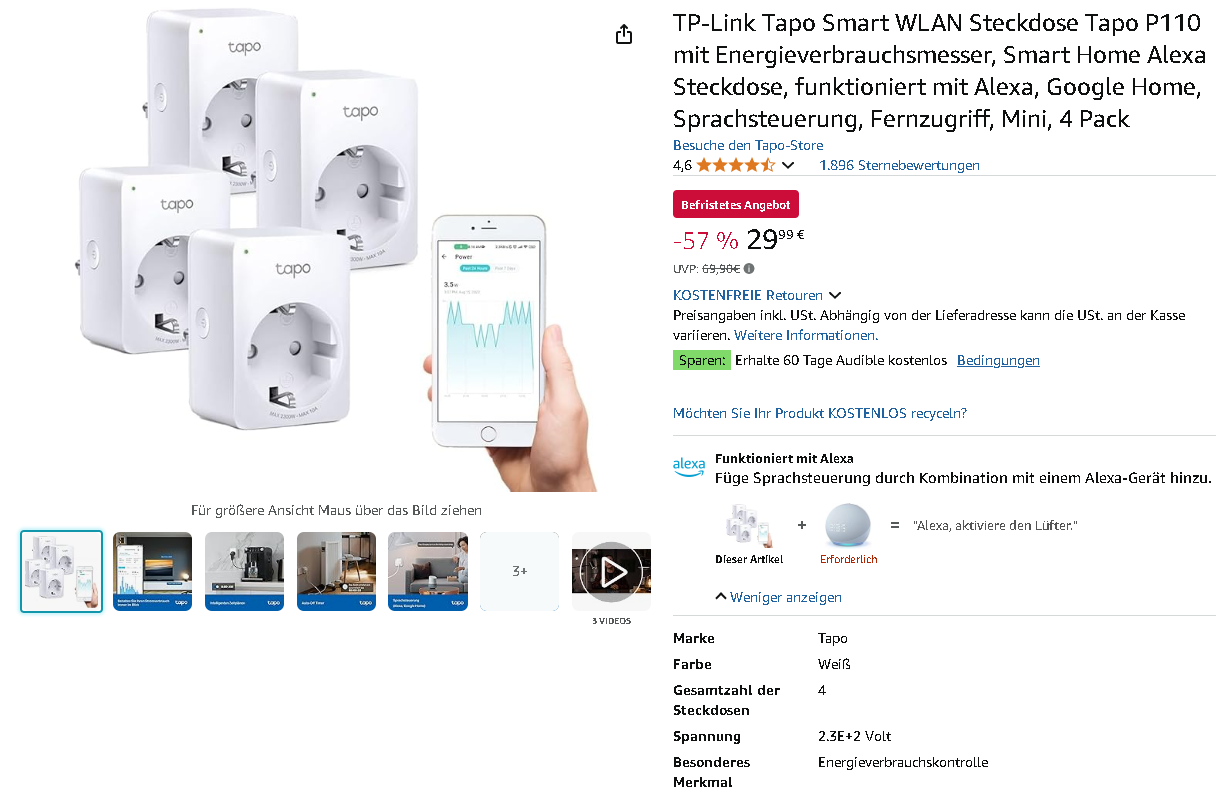 Screenshot der TP-Link Tapo P110 Screenshot der TP-Link Tapo P110