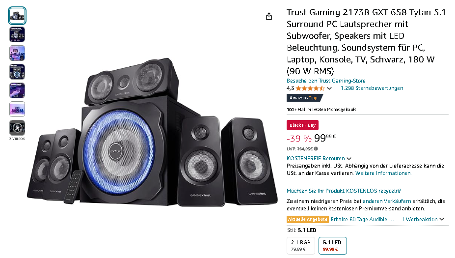 Trust Gaming GXT 658 Tytan 5.1 Surround System Trust Gaming GXT 658 Tytan 5.1 Surround System