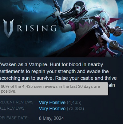 Release von V Rising erreicht online über 150.000 Besucher - Vampir-Action-RPG erhält gute Kritiken-3 Release von V Rising erreicht online über 150.000 Besucher - Vampir-Action-RPG erhält gute Kritiken-3