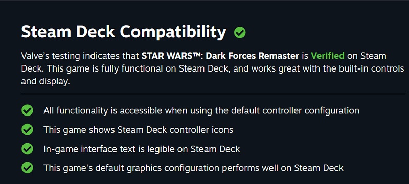 Das Remaster des Kult-Shooters Star Wars: Dark Forces wird ab dem ersten Tag nach der Veröffentlichung volle Steam Deck-Kompatibilität erhalten-2 Das Remaster des Kult-Shooters Star Wars: Dark Forces wird ab dem ersten Tag nach der Veröffentlichung volle Steam Deck-Kompatibilität erhalten-2