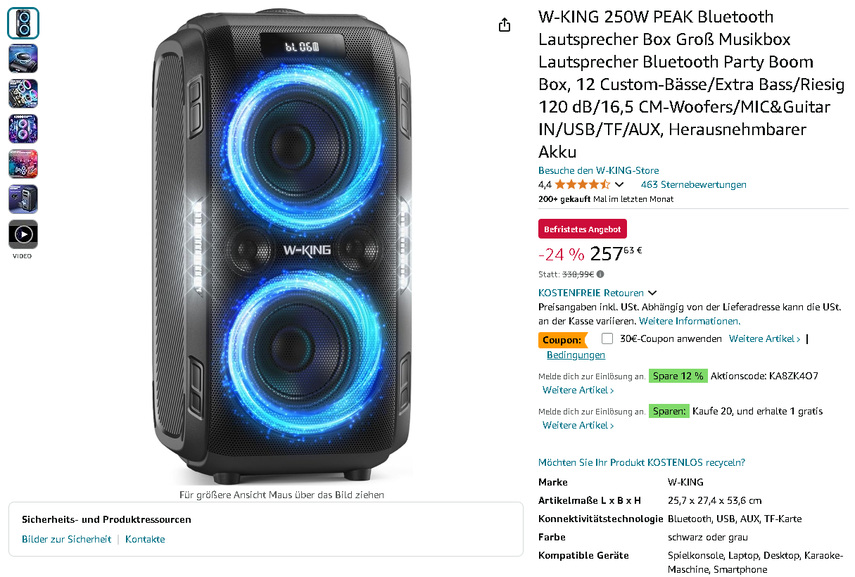 Screenshot der W-KING T9 PRO Screenshot der W-KING T9 PRO. Quelle: Amazon