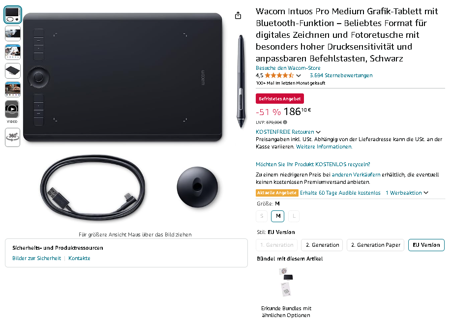 Screenshot der Wacom Intuos Pro Medium Screenshot der Wacom Intuos Pro Medium